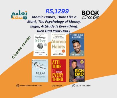 6 BOOKS Must Read Combo (For new readers also) (Atomic Habits, Think Like a Monk, The Psychology of Money, Ikigai, Attitude Is Everything, Rich Dad Poor Dad.)