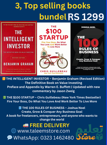 3 Top Selling Books Bundle The Intelligent Investor | The $100 Startup | The 100 Rules of Business